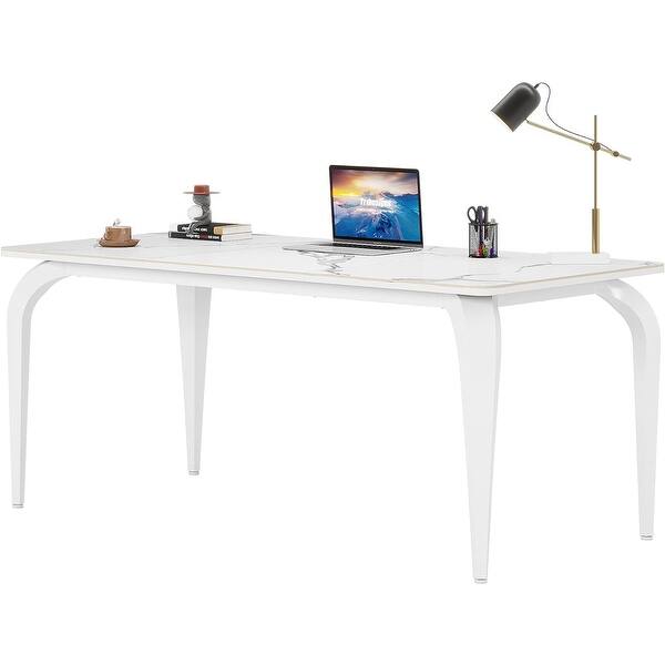 Sintered Stone Office Desk 63" , Black Marble Office Desk Workstation